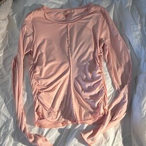Peachy Pink Ruched Long Sleeve Top